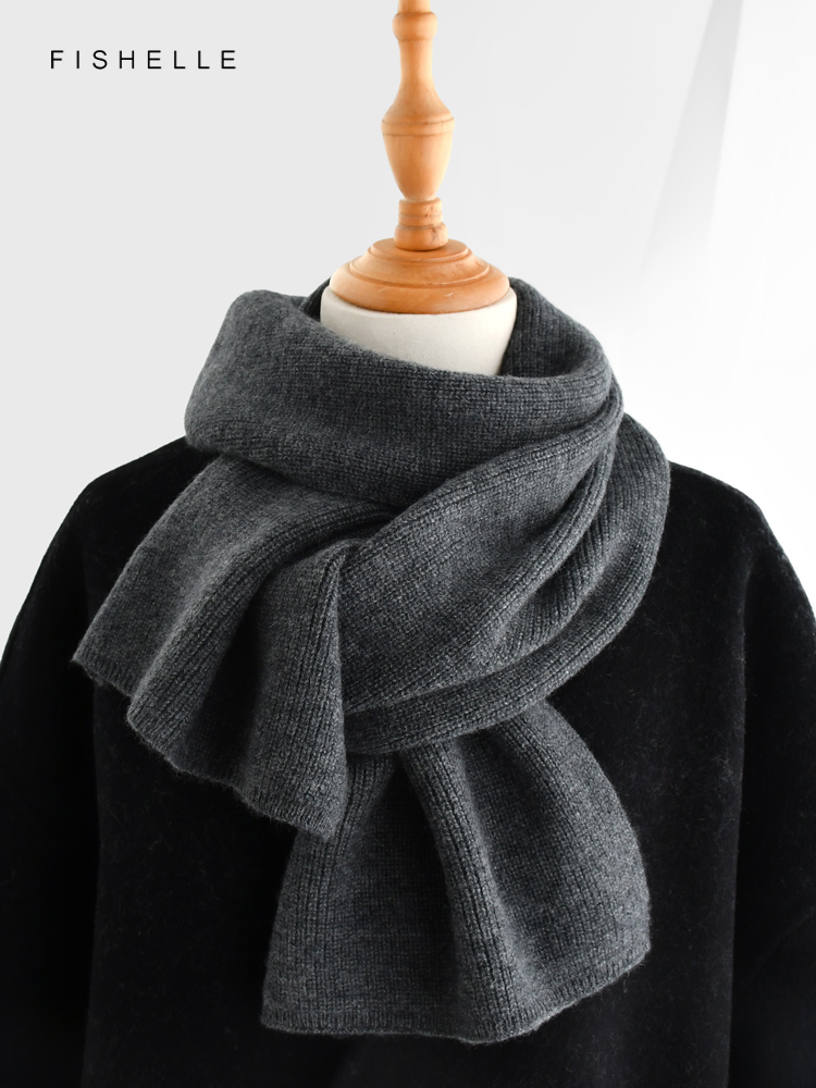 Gray solid color cashmere scar - огляд і ціна Wool Scarf Men