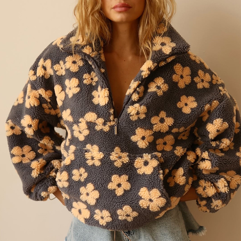 Floral Sherpa Half Zip Pullove - огляд і ціна Sherpa Hoodie Fleece